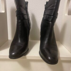 Donald J pliner Oli Black Ankle Boots with Moderate Heel and Buckle Straps